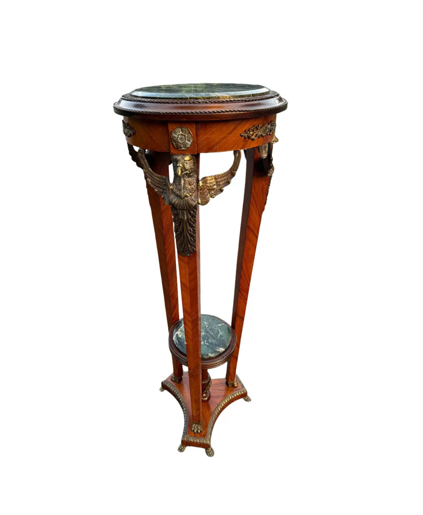 Neoclassical Revival Pedestal with Marble Top and Gilt Bronze Mounts