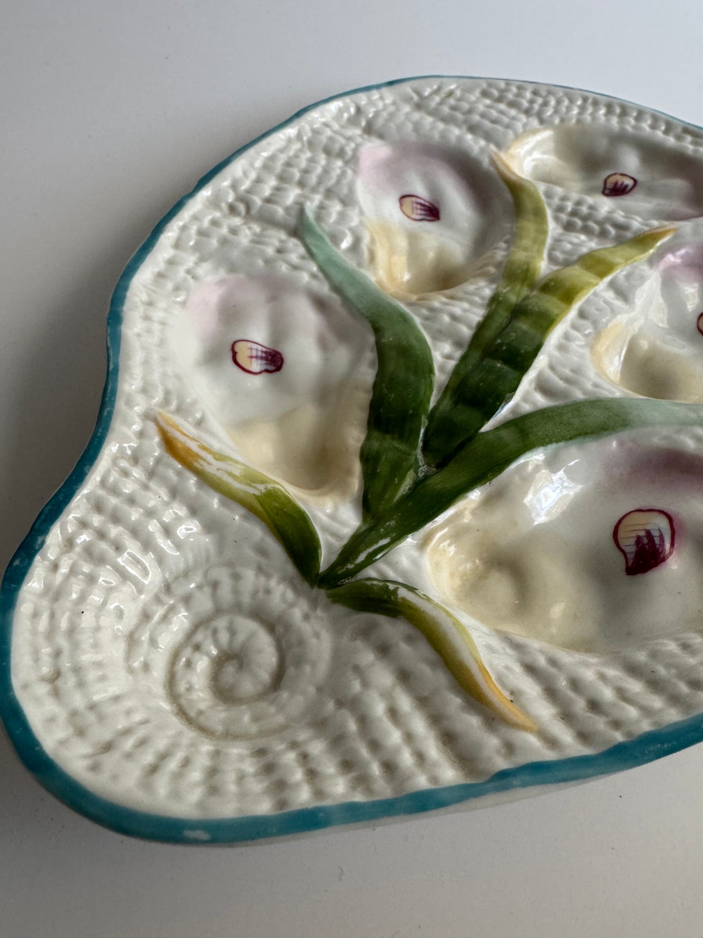 Antique French or Portuguese Majolica Oyster Plate, circa 1900