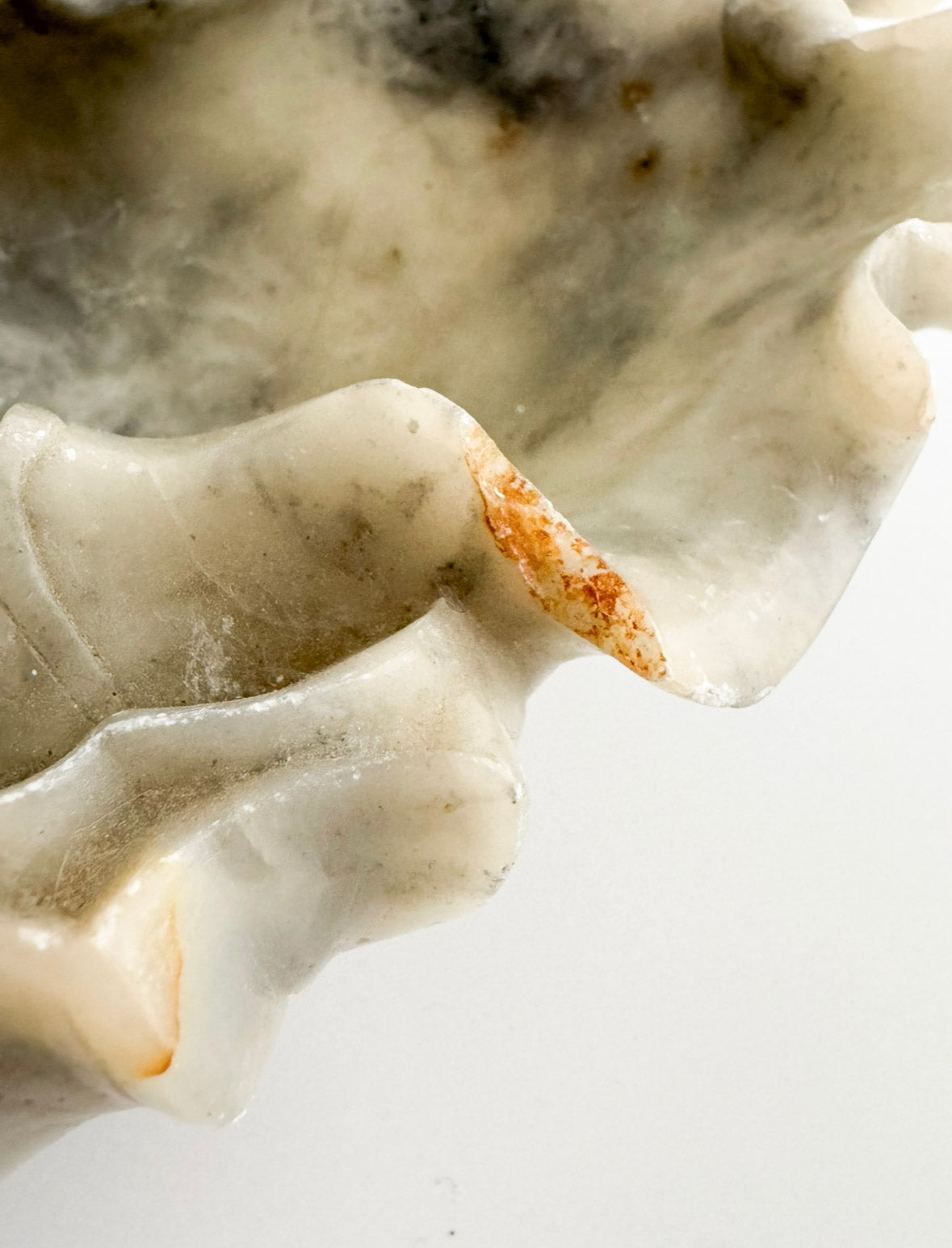 Large Carved Soapstone Lotus Leaf Dish, Mid-20th Century