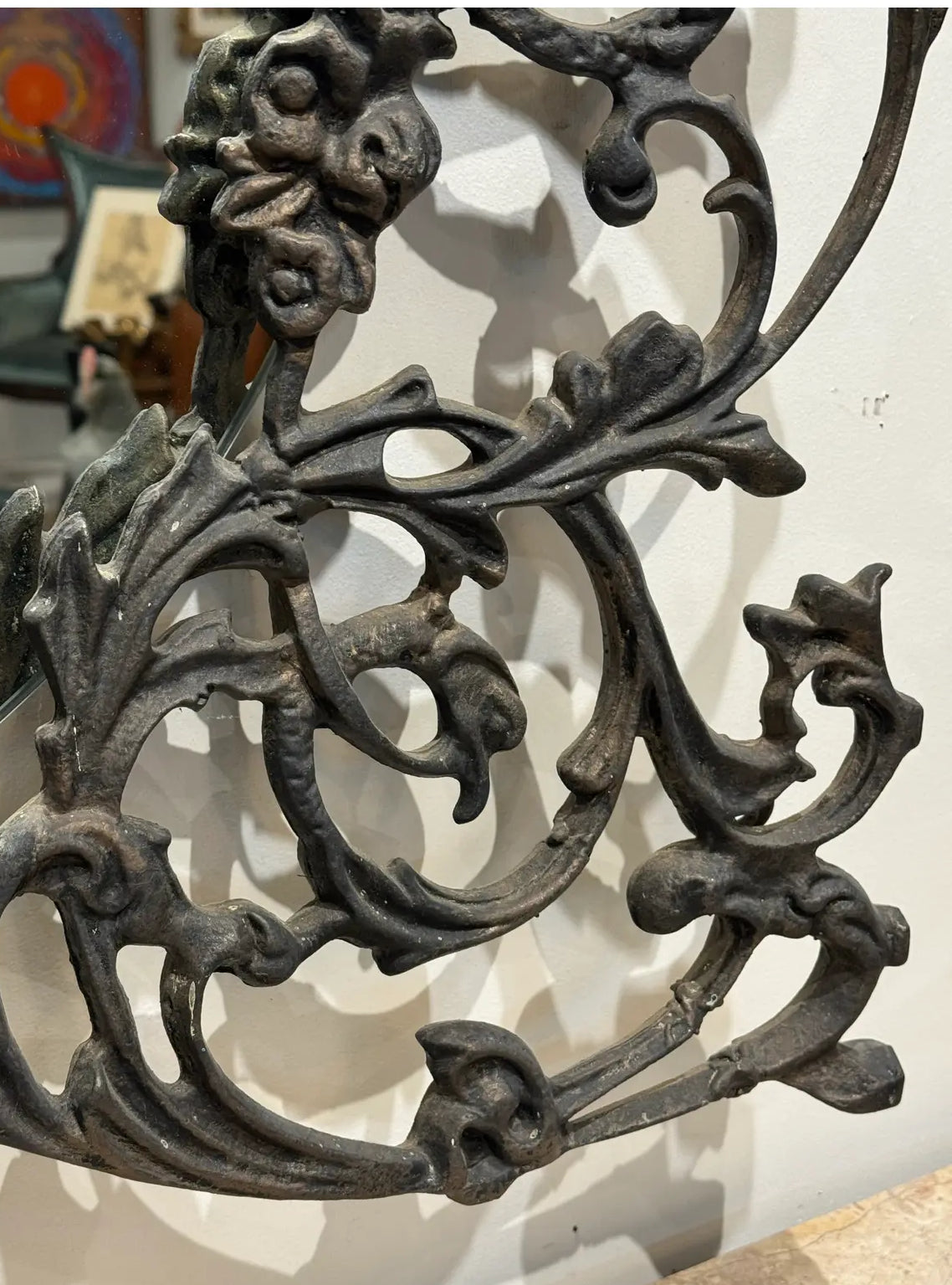 Antique Wrought Iron Mirror, French Art Nouveau, Circa 1900