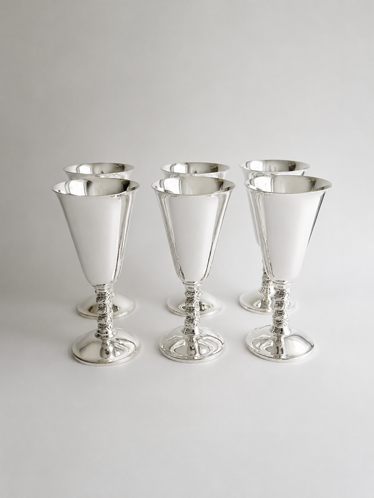 Set of 6 Vintage Silverplate Goblets – Made in Spain