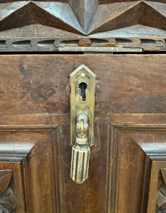 19th Century Carved Spanish Renaissance-Style Fall Front Cabinet on Stand