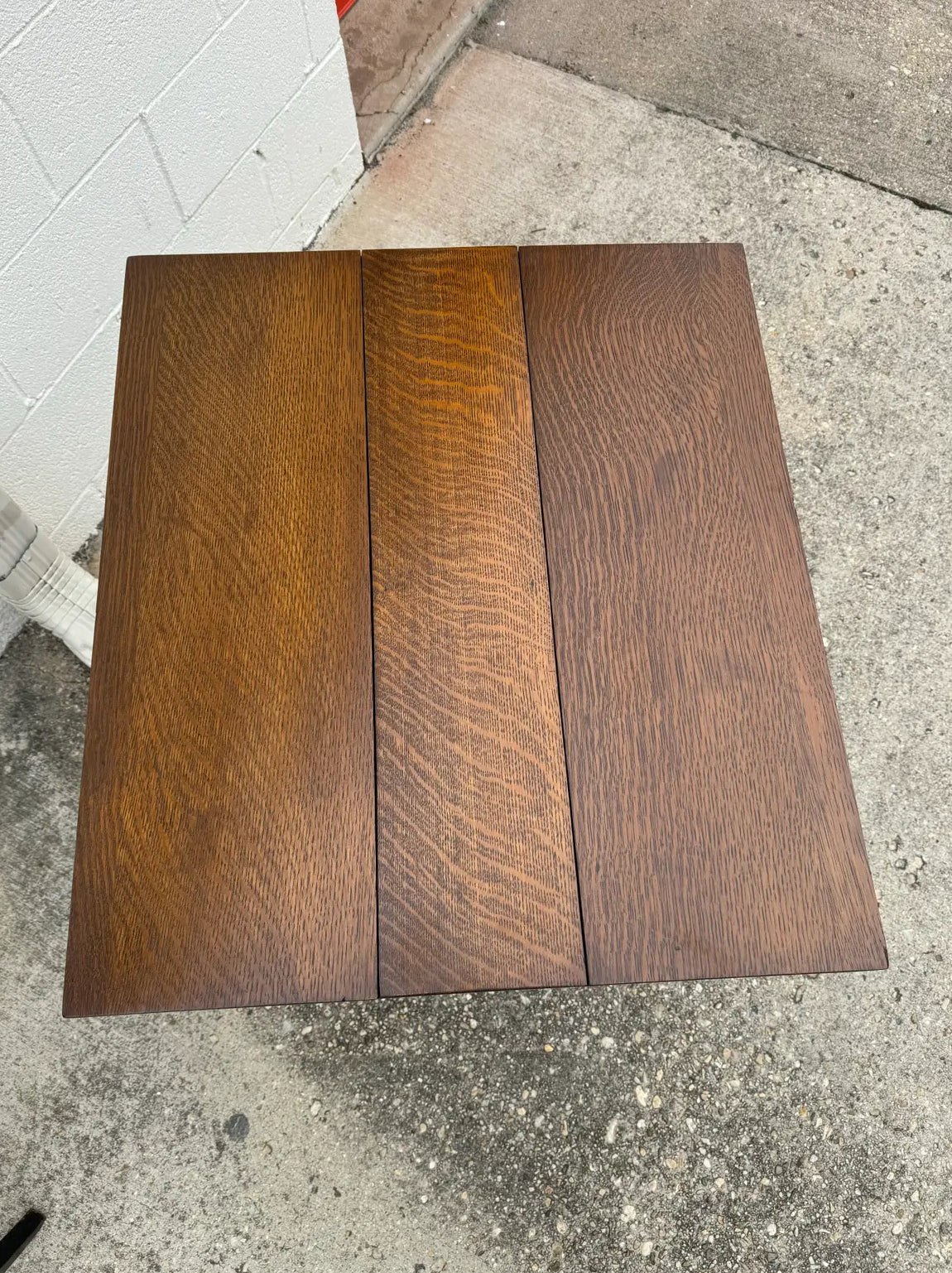 Newly Refinished Antique Drop-Leaf Tiger Oak Table With Faux Bamboo Legs