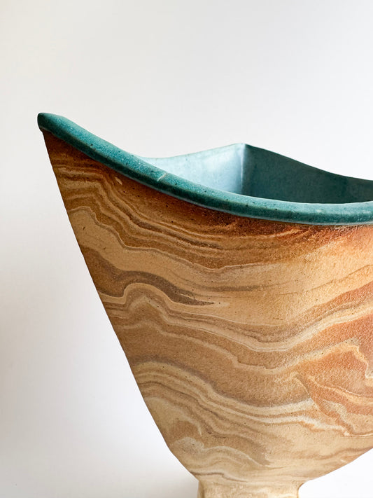 Signed Sculptural Marbled Stoneware Vase