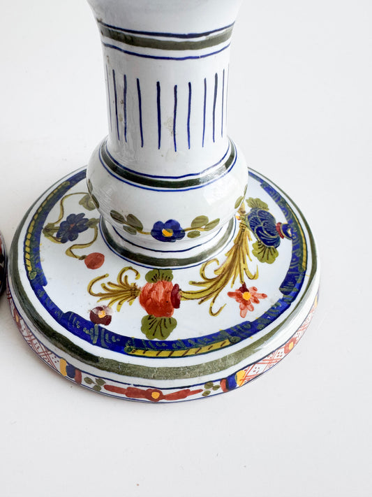 Hand-Painted Italian Ceramic Candle Holders – Pair