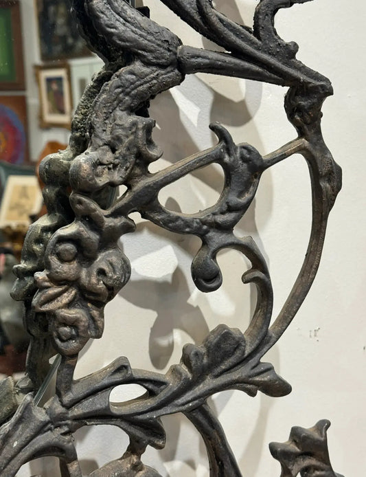 Antique Wrought Iron Mirror, French Art Nouveau, Circa 1900