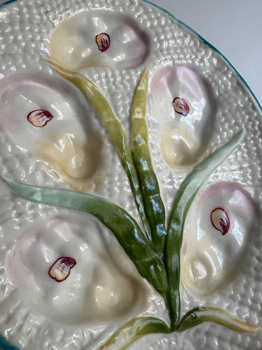 Antique French or Portuguese Majolica Oyster Plate, circa 1900