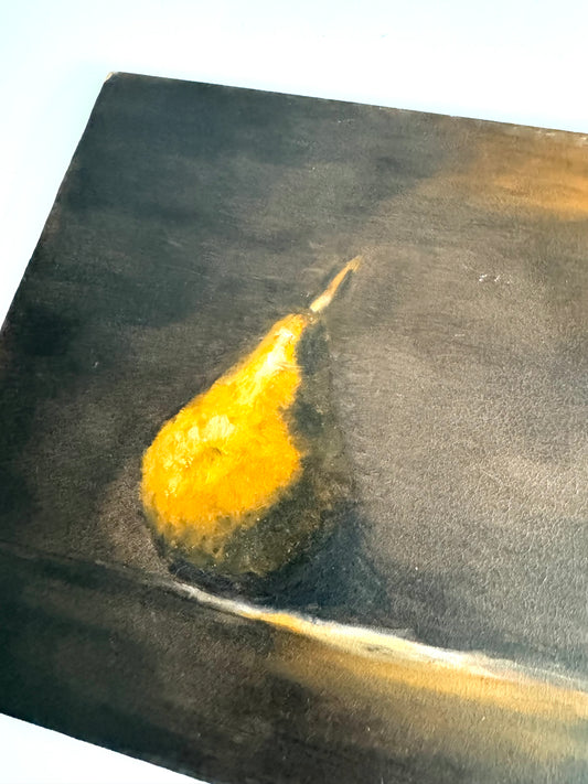 Golden Pear – Still Life on Board, Attributed to Alice Adler (1931–2024)