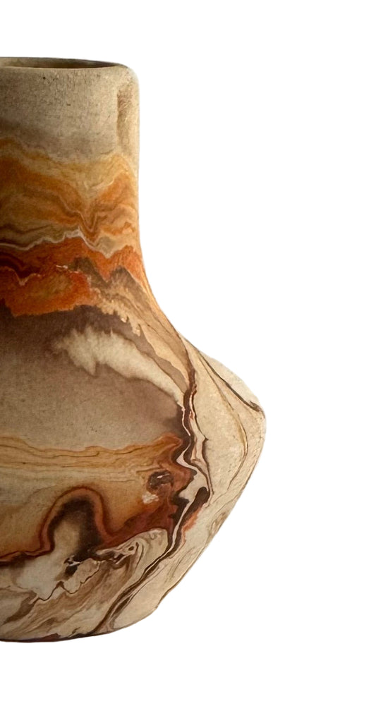 Signed Miniature Nemadji Pottery Swirl Vase