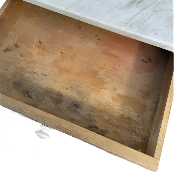 Antique Fruitwood Washstand With Carrara Marble Top and Tile Back