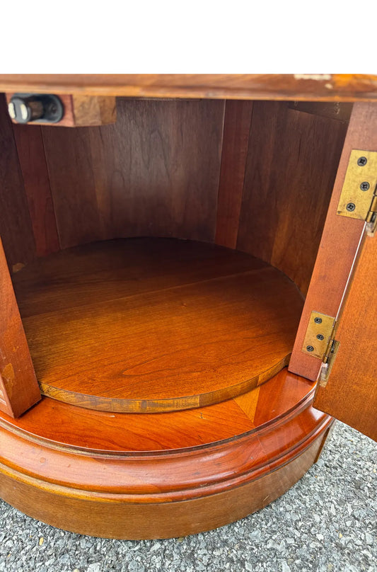 Mid-20th Century Edwardian Style, Revolving Shelving Unit With Dome Top and Storage Cabinet