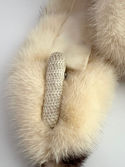 Vintage Cream Mink Fur Stole with Satin Lining
