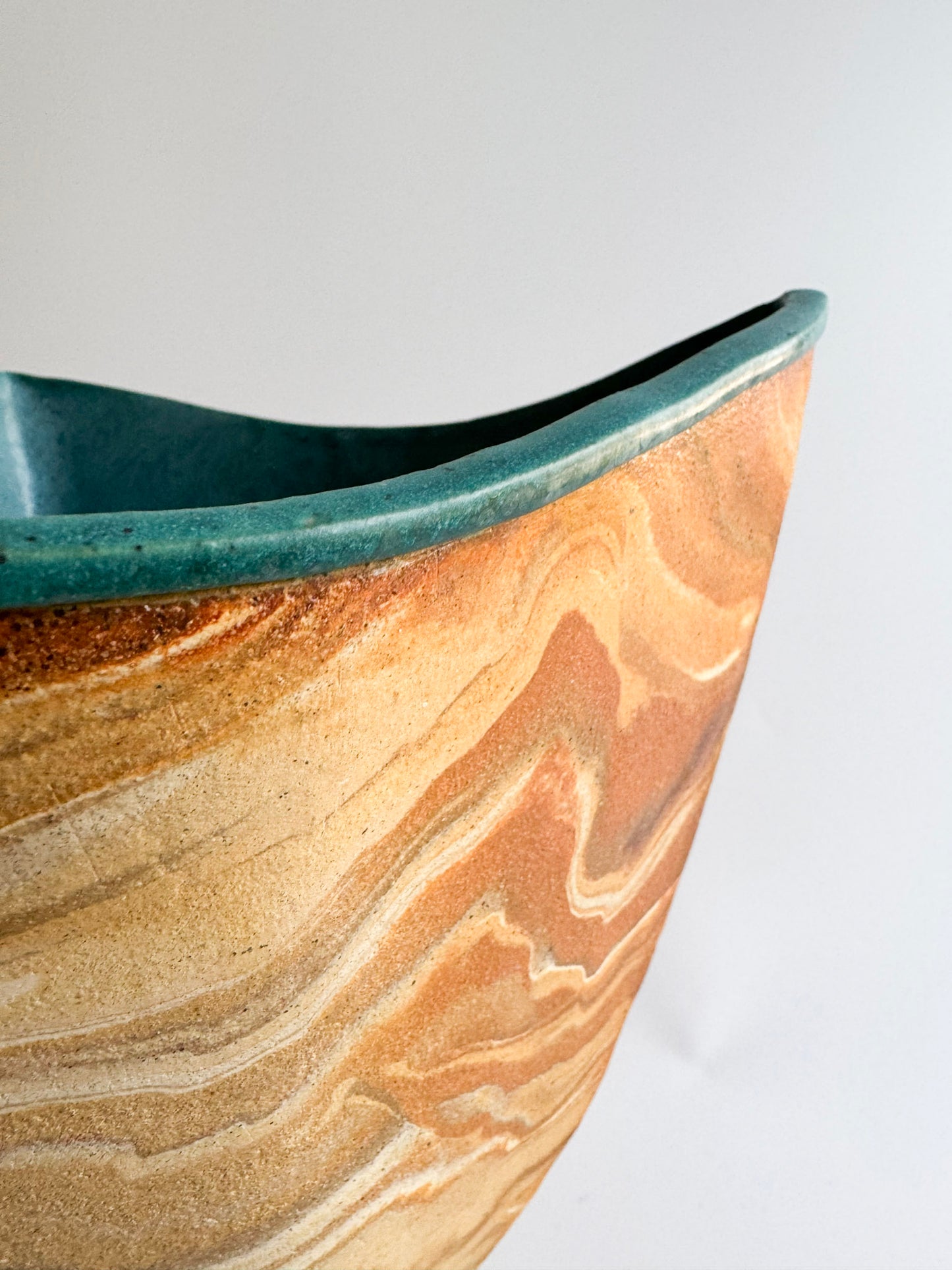 Signed Sculptural Marbled Stoneware Vase