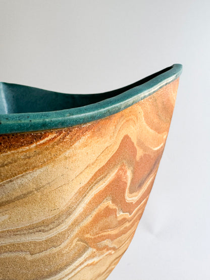 Signed Sculptural Marbled Stoneware Vase