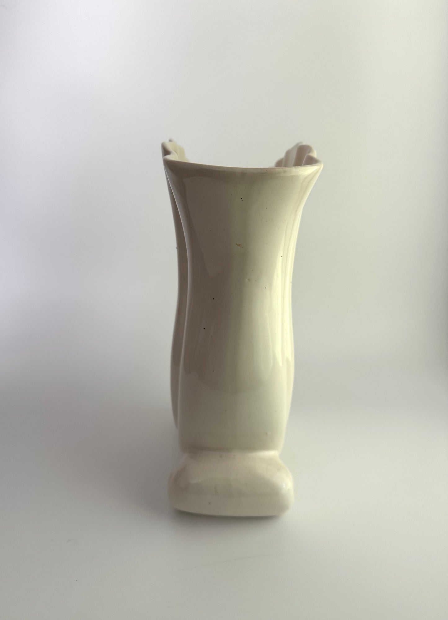Vintage Art Deco Style Fluted Ivory Ceramic Vase