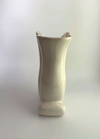 Vintage Art Deco Style Fluted Ivory Ceramic Vase