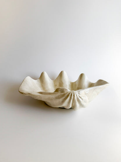 Large Iridescent Ceramic Clam Form Bowl