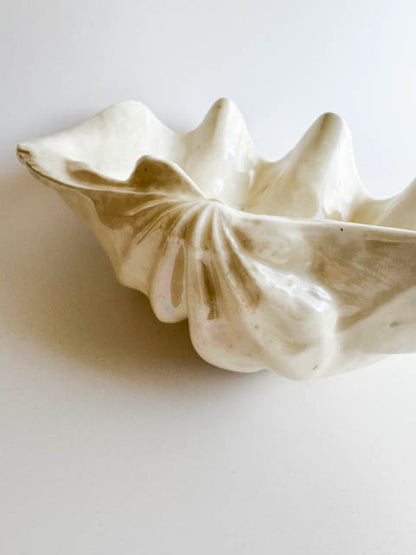 Large Iridescent Ceramic Clam Form Bowl