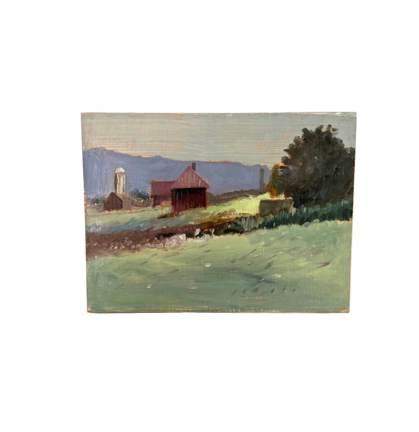 Farm Landscape on Board, Attributed to Alice Adler (1931–2024)