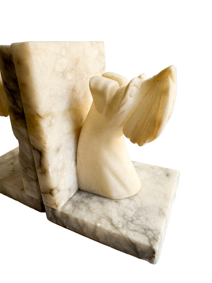 Pair of Mid-Century Modern Carved Alabaster Dog Bookends