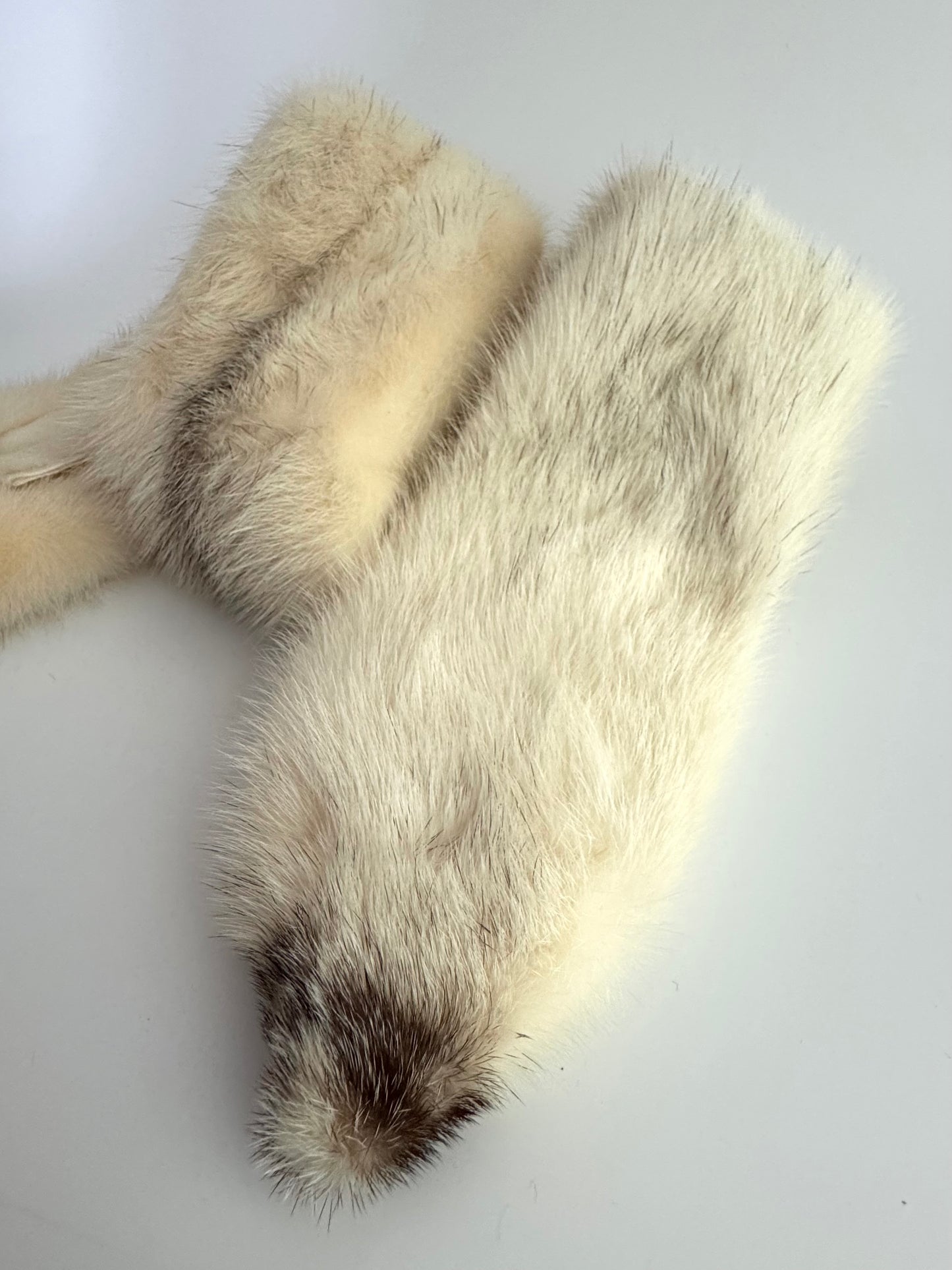 Vintage Cream Mink Fur Stole with Satin Lining