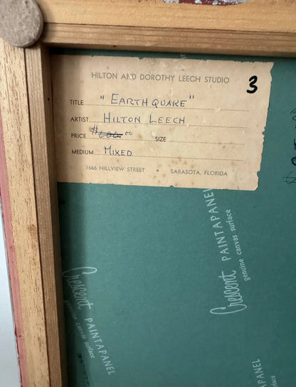 Hilton Leech, Earthquake, Abstract Mixed Media Painting, 1960s