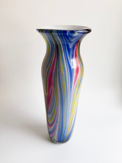 Vibrant 16" Swirled Murano-Style Art Glass Vase