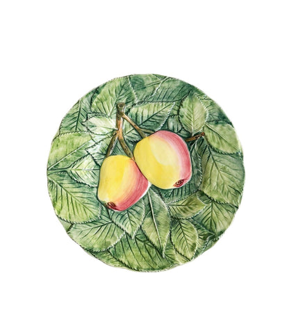 Vintage Majolica Plate with Pears and Leaves