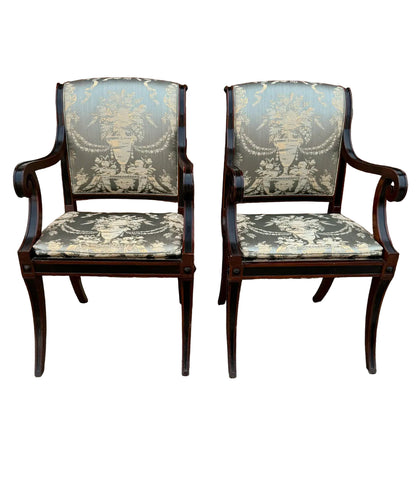Pair Baker Furniture Regency Dining Chairs With Klismos Legs