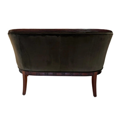 Empire-Style Swan Settee in Olive Velvet