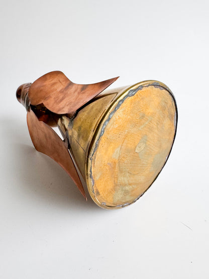 Mid-Century Modern Brass & Copper Angel Candleholder Sculpture
