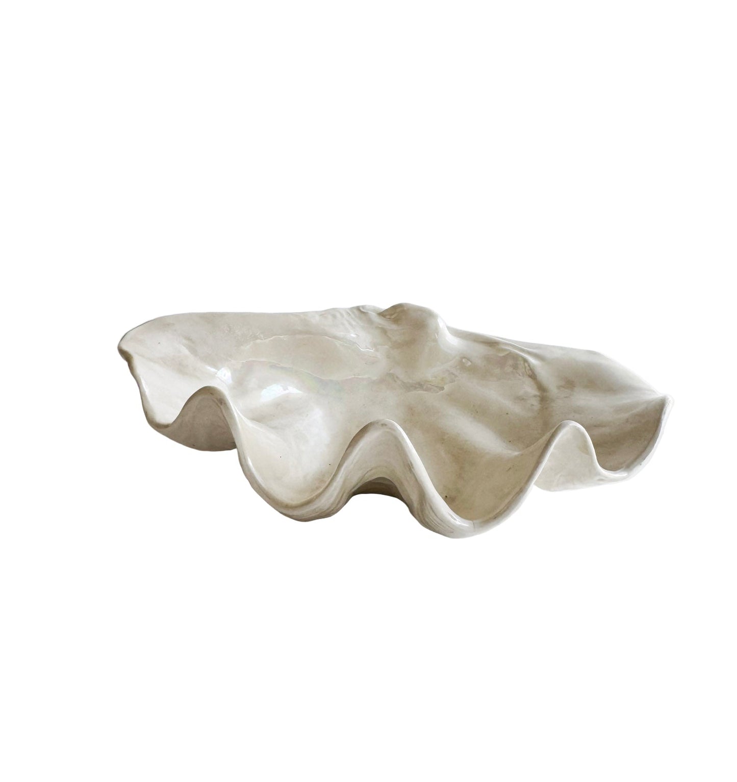 Large Iridescent Ceramic Clam Form Bowl