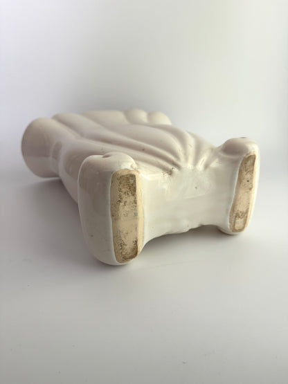 Vintage Art Deco Style Fluted Ivory Ceramic Vase