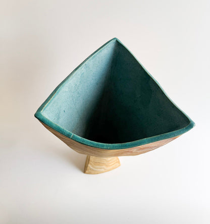 Signed Sculptural Marbled Stoneware Vase