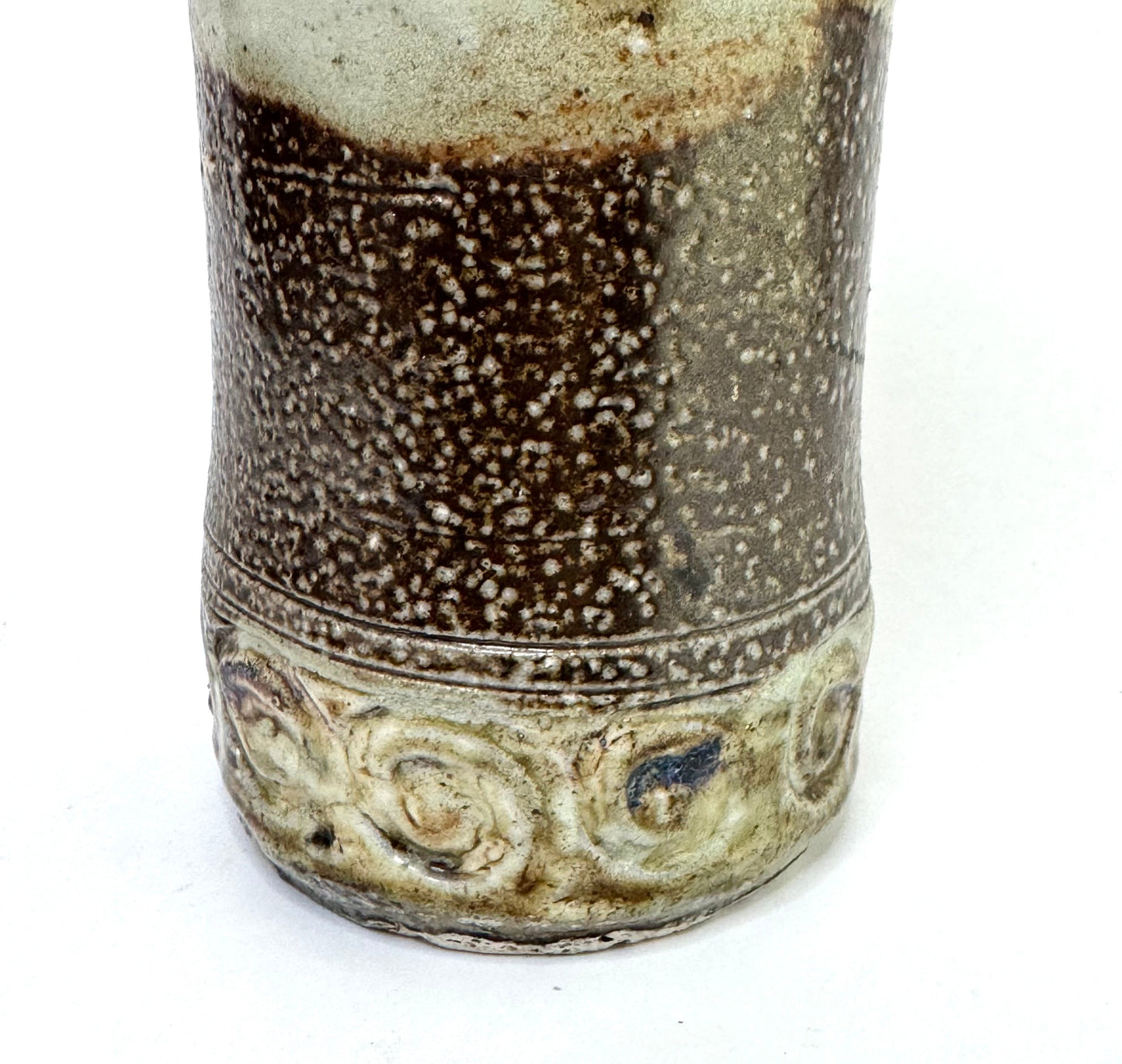 Signed Handcrafted Studio Pottery Vase with Scroll Motif