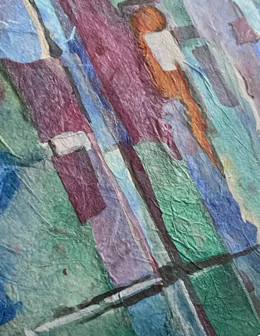 1980s “Vertical Abstract” Watercolor Painting by Marilyn Miles Weiss, Framed