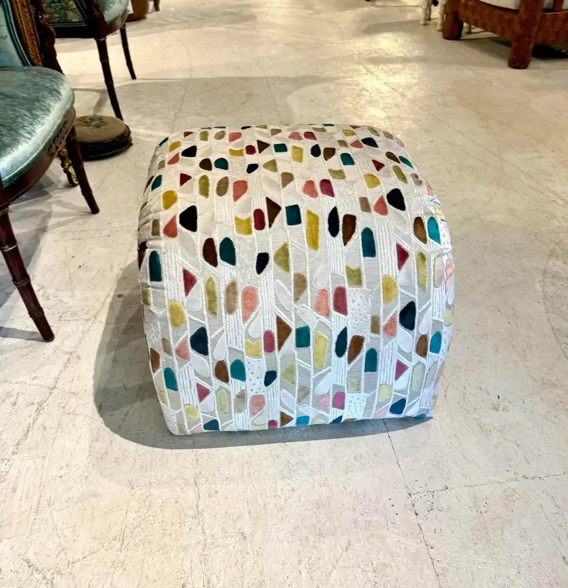 Pair of Vintage Newly Upholstered Ottomans in the Style of Karl Springer