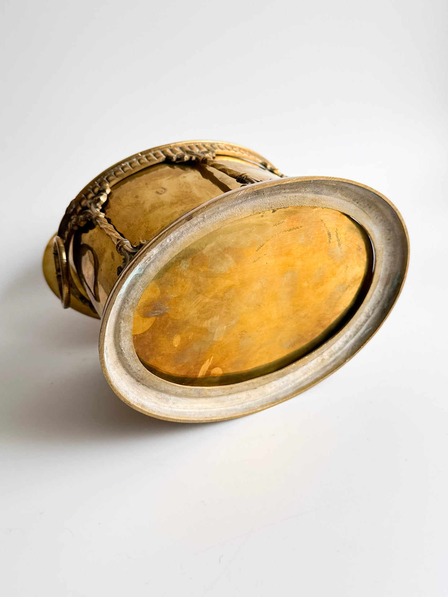 Antique Oval Brass Cachepot