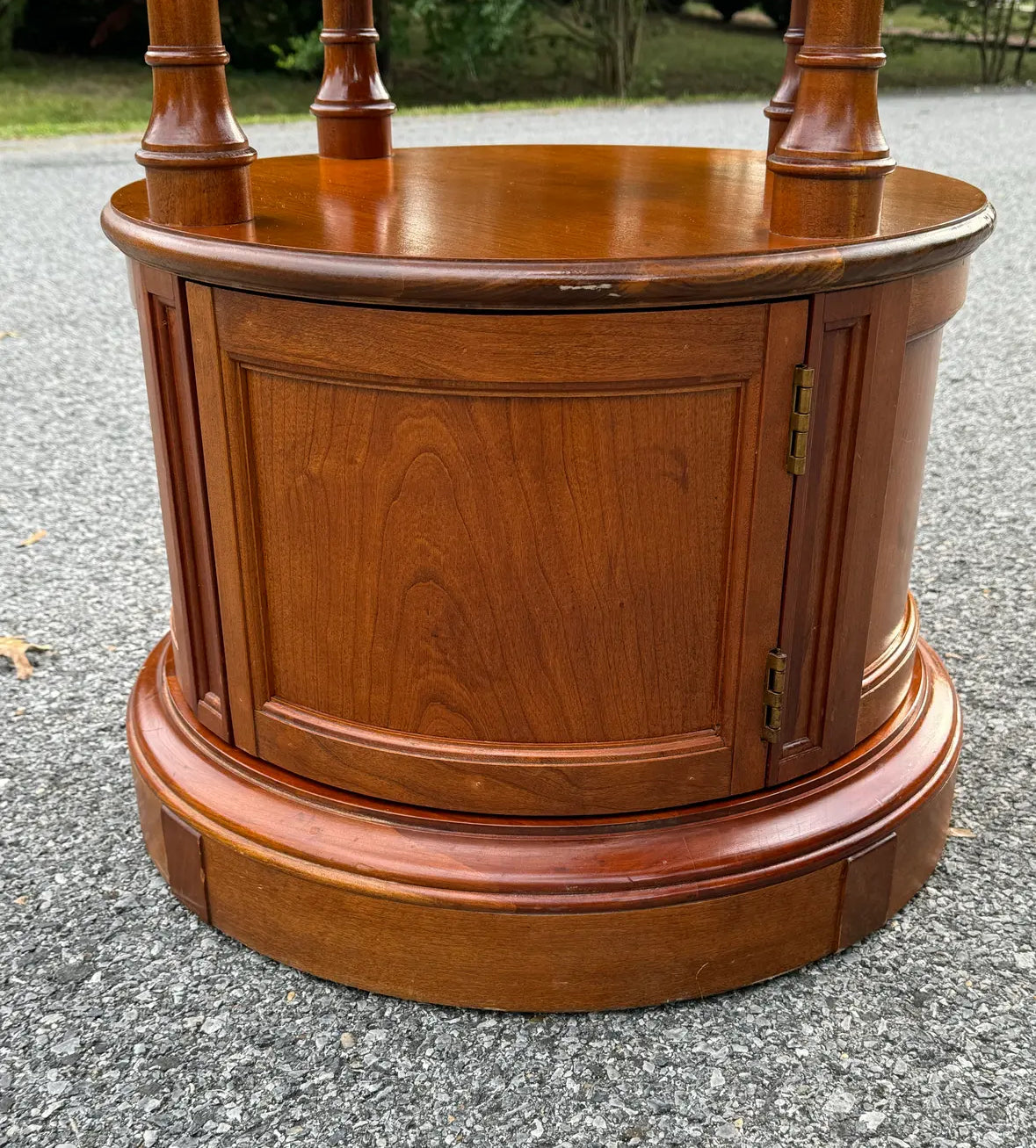 Mid-20th Century Edwardian Style, Revolving Shelving Unit With Dome Top and Storage Cabinet