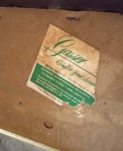 Vintage Industrial Gasser Chair Co. Rolling Settee in Burgundy Faux Leather