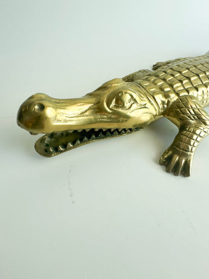 Vintage Solid Brass Alligator Figurine