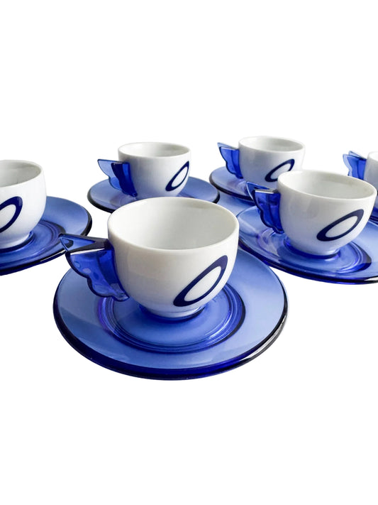 Vintage Guzzini Espresso Cups and Saucers – Set of 6