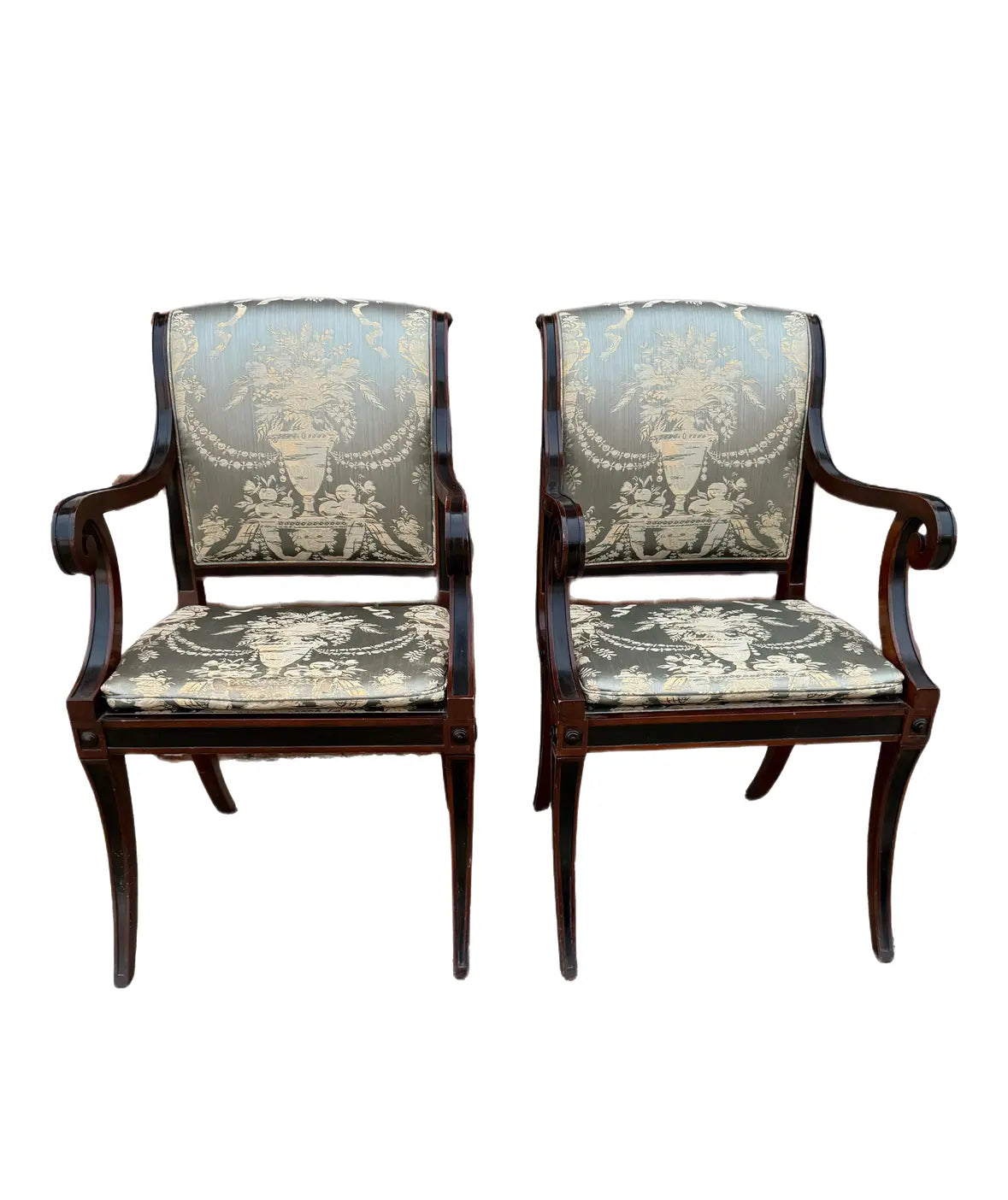 Pair Baker Furniture Regency Dining Chairs With Klismos Legs