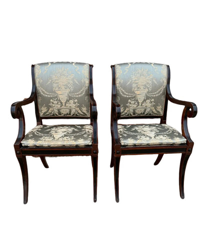 Pair Baker Furniture Regency Dining Chairs With Klismos Legs