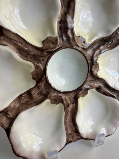 Vintage Majolica-Style Oyster Plate