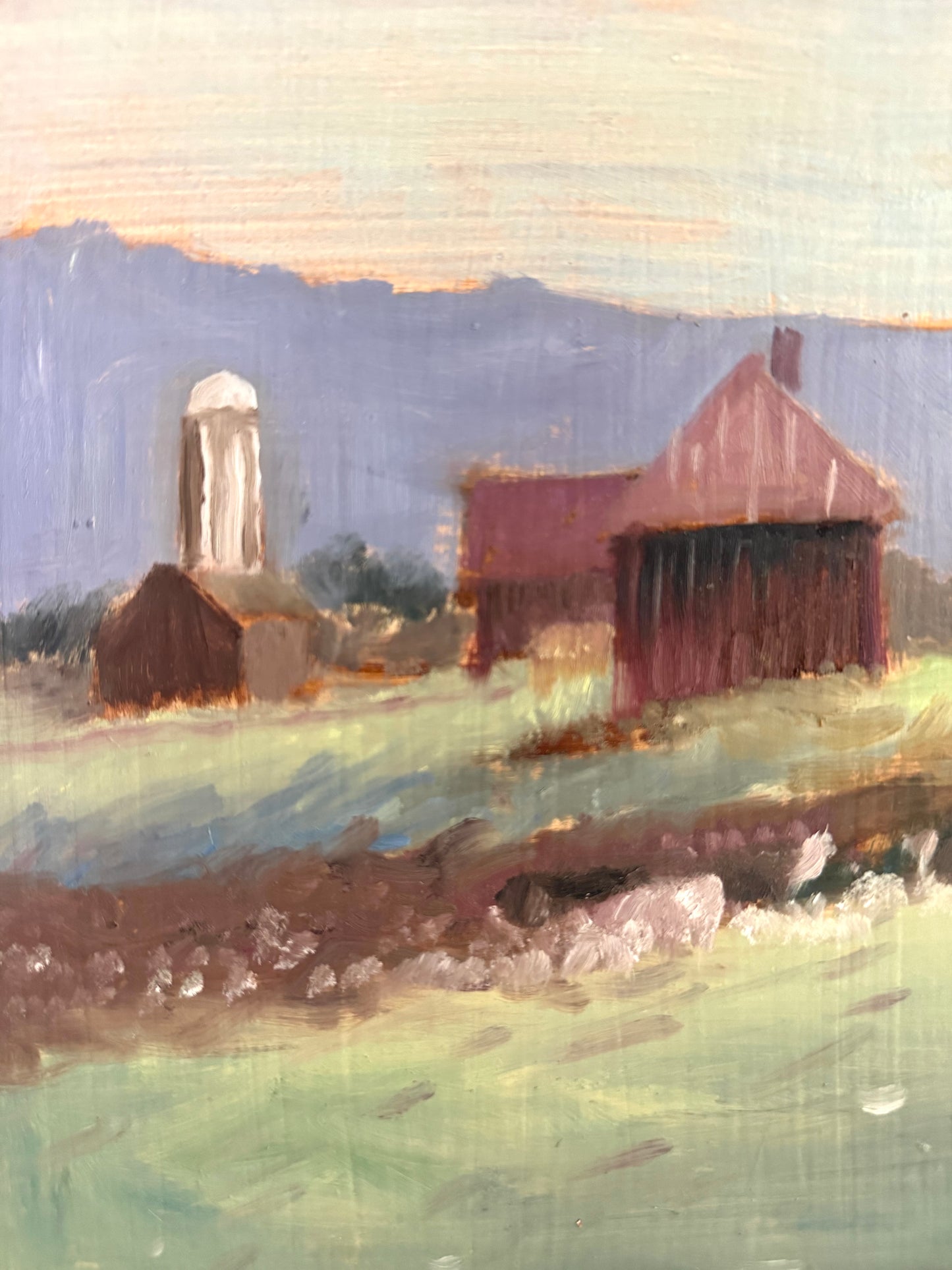 Farm Landscape on Board, Attributed to Alice Adler (1931–2024)