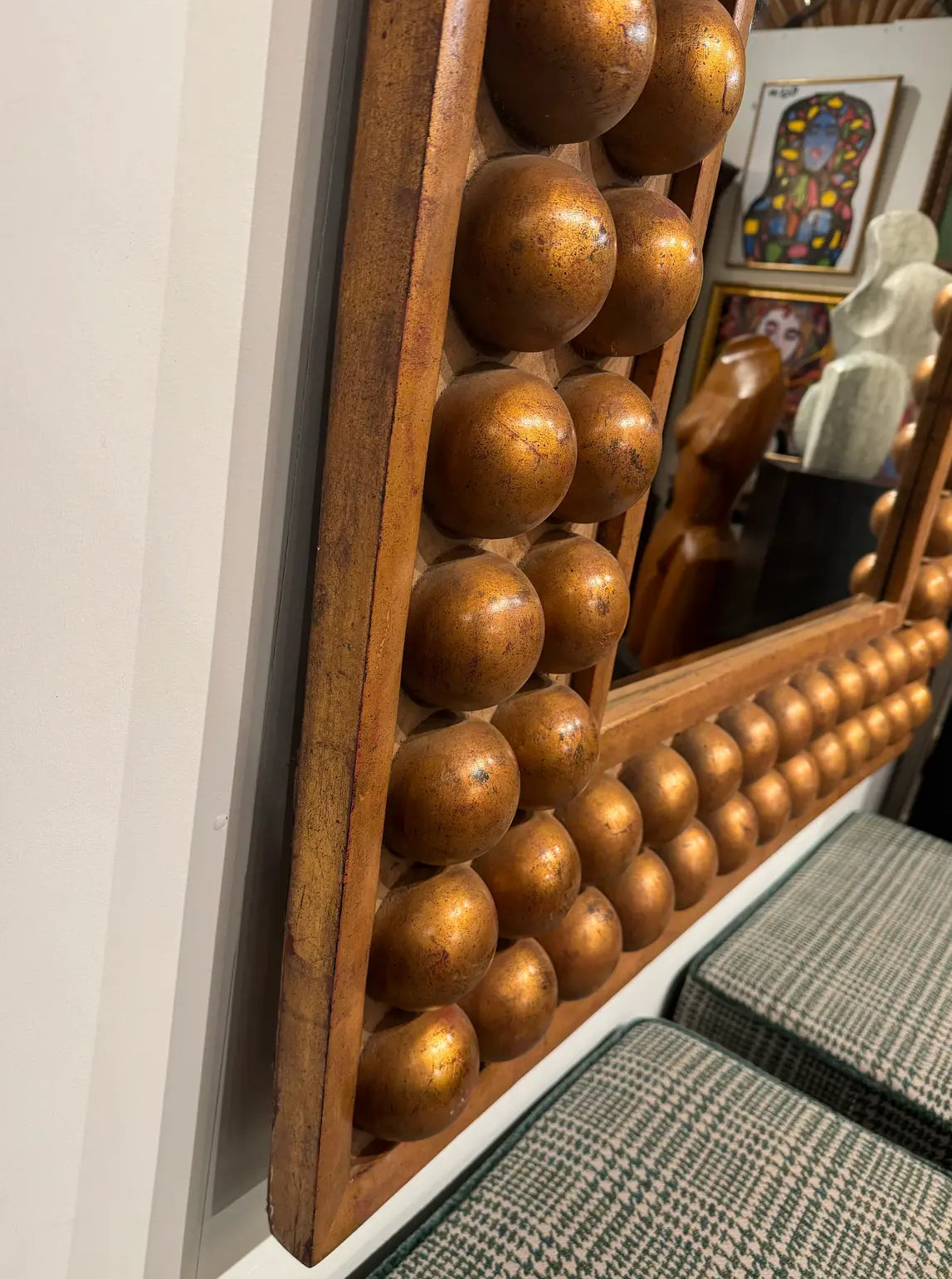 Mid-Century Monumental Giltwood Bubble Frame Mirror, Italy, Circa 1960s