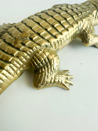Vintage Solid Brass Alligator Figurine