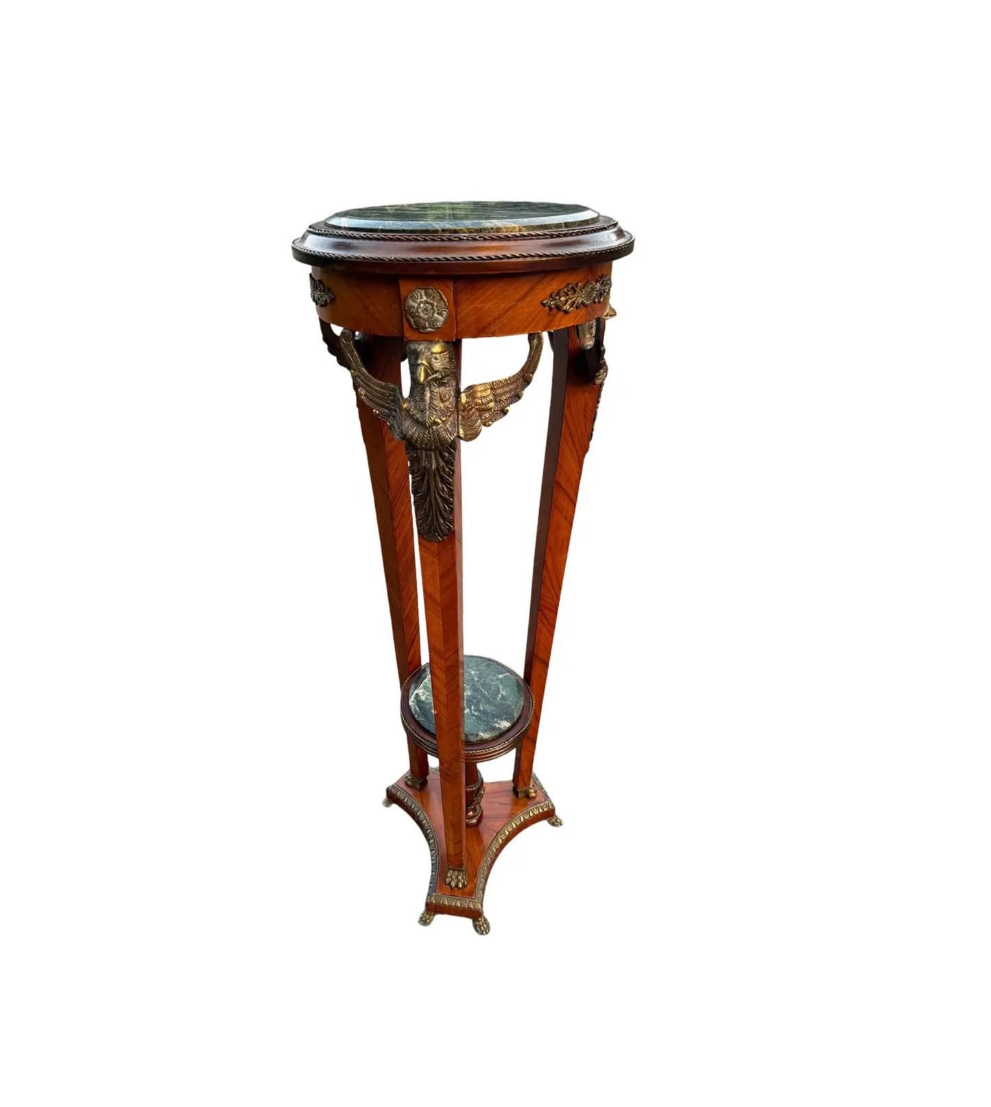 Neoclassical Revival Pedestal with Marble Top and Gilt Bronze Mounts