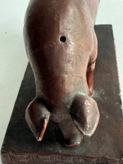 Vintage Cast Iron Pig Advertising Award Sculpture – Pevely Mills St. Louis MO